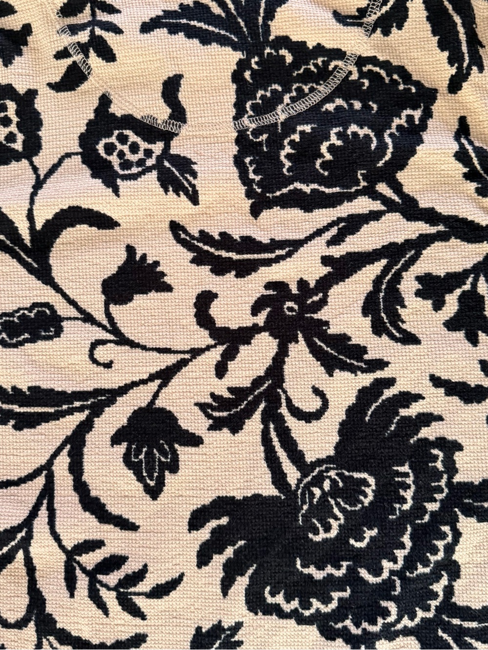 Sundance Floral Waffle Knit Thermal Top Snap Button Cuff Ivory Black Large Boho - Picture 5 of 6